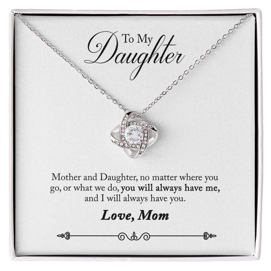 To My Daughter - (Love MOM) Beautiful 14k Gold Necklace