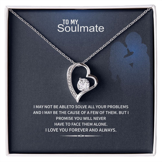 Gift for Soulmate- I Love you Forever & Always- Heart Necklace